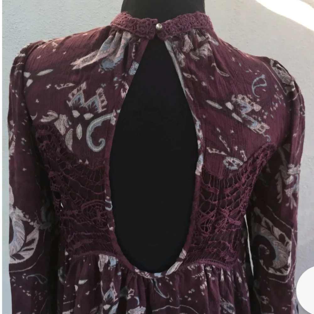 Free People Purple and Cream Mini‎ Dress XS